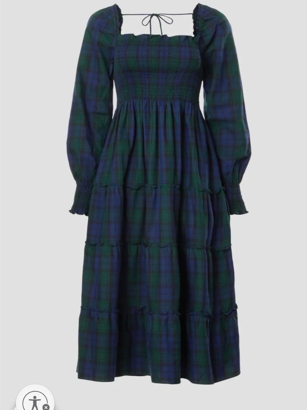 Hill House Plaid Smocked Maxi Dress - Green & Blue